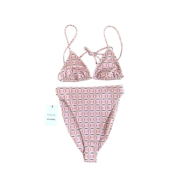 Free People x Beth Richards Boheme Chai Geo Triangle Top and Bikini Bottom Small - Picture 4 of 8